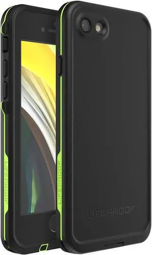 iPhone SE (2nd gen - 2020) and iPhone 8/7 (NOT PLUS) FR Series Case - NIGHT LITE (BLACK/LIME) waterproof IP68 built-in screen protector port cover protection snaps to MagSafe