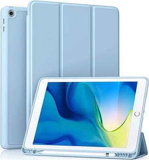 Case Compatible with iPad 10.2 Inch 2021/2020 iPad 9th/8th Generation & 2019 iPad 7th Generation with Pencil Holder Protective Case with Soft TPU Back Auto Sleep/Wake Cover Sky Blue