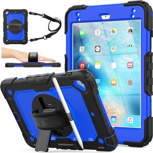 Case for Pad Mini 5/4, Protection [Full-Body] Case with 360 Degrees Rotating Stand [Pencil Holder] [Screen Protector] Hand Strap for Pad Mini 5th/4th Generation 7.9 inch(Blue+Black)