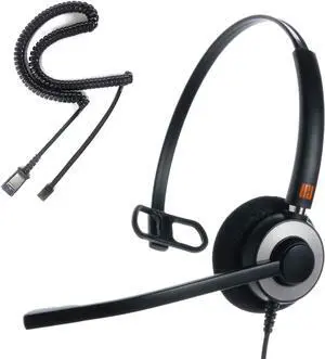 IPH-160 Phone Headset with Noise Cancelling Microphone for Office and Call Center- Comapatible with Polycom VVX, Aastra,Avaya Digital, Nortel,,Mitel landline Phones.