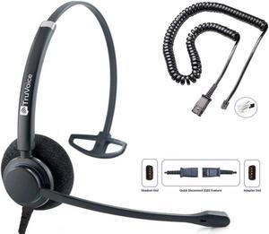 HD-100 Office and Call Center Wired QD Headset with Noise Canceling Microphone and HD Speakers - Compatible with Mitel, Nortel, Avaya, Poly, Polycom, Shoretel, Digium, ESI, Fanvil Desk Phone