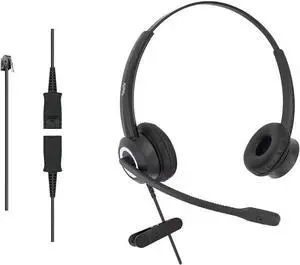 Phone Headset HD Voice Compatible Avaya Allworx AltiGen Digium IPitomy Toshiba Telephones, RJ9 & 3.5 mm Adapter Microphone Noise Cancelling
