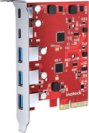 PCIe to USB 3.2 Gen 2 Card with 20 Gbps Bandwidth, 3 USB Type-A and 2 USB Type-C Ports, RedComets U21