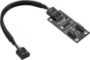 USB 2.0 9PIN to Dual 9PIN Hub Adapter Card FE1.1S Control PCB Board High-Performance Support Windows 10/8/8.1/7 / Vista/XP, Mac, Linux, Chrome OS