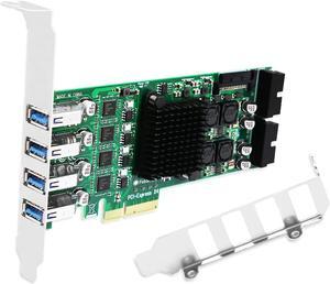 8-Ports PCIE Superspeed 5Gbps USB 3.0 Card for Windows and Linux Desktop PCs, 4X Dedicated 5Gbps USB 3.0 Channel 20Gbps Bandwidth, Built in FebSmart Self-Powered Technology (FS-4C-U8S-Pro)
