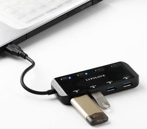 Multi USB Port Expander, LYFNLOVE Ultra Slim USB Hub 3.0, 4-Ports USB Splitter High-Speed USB Data Hub with Individual On/Off Power Switches for Laptop, Computer, PC, Thumb Driver and More