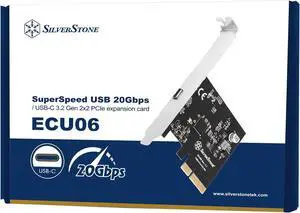 SilverStone Technology ECU06, SuperSpeed USB 20Gbps/USB-C 3.2 Gen 2x2 PCIe Expansion Card, SST-ECU06, TAA Compliant SilverStone Technology ECU06, SuperSpeed USB 20Gbps/USB-C 3.2 Gen 2x2 PCIe Expansion Card, SST-ECU06, TAA Compliant