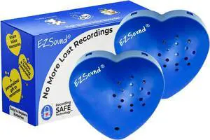 Teddy Bear Voice Recorder | 2 Pack - 30 Seconds Toy Voice Box for Stuffed Animal | Create Your own Recordable Gifts or Heartbeat Bear | Recording Safe Technology Heart Message Box (Blue)