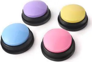 Voice Recording Button, Dog Buttons for Communication Pet Training Buzzer, 30 Second Record & Playback, Funny Gift for Study Office Home 4 Packs