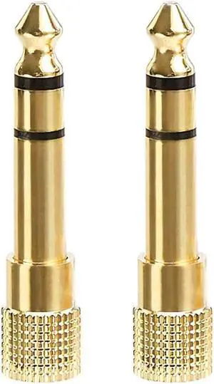 Gold Plated 6.35mm 1/4 Male to 3.5mm 1/8 Female Stereo Headphone Adapter - 2-Pack