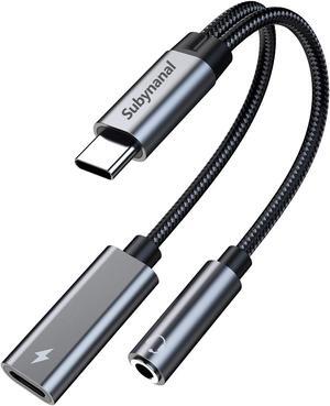 USB c to 3.5mm Headphone and Charger Adapter 2-in-1 USB C PD 3.0 Charging Port to Aux Audio Jack and Fast Charging Dongle Cable Cord Compatible with iPhone 16 /15Pro  Galaxy S22 S21 S20 Pixel