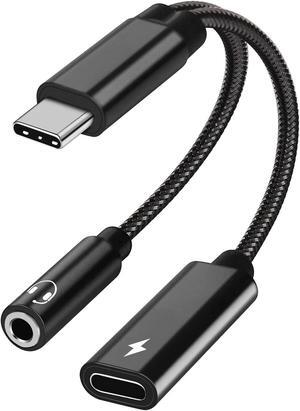 2 in 1 USB C to 3.5mm Headphone and Charger Adapter USB C to AUX Mic Jack with PD 60W Fast Charging for Stereo Earphones Compatible with  Galaxy S24/S23/S23+/S22 Google Pixel 7/6