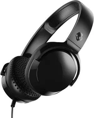 Riff On-Ear Wired Headphones Convenient for Travel with 3.5mm Plug Built-In Microphone Foldable Lightweight Comfortable Design Durable Headband - Black