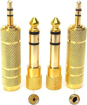 3.5mm 1/8 inch TRS Plug to 6.35mm 1/4 inch Jack and 3.5mm Female to 6.35 Male Plug Gold Plated Set Audio Stereo Adapter Converter for Headphone Microphone (4 -Pack) 3.5mm 1/8 inch TRS Plug to 6.35mm 1/4 inch Jack and 3.5mm Female to 6.35 Male Plug Gold Plated Set Audio Stereo Adapter Converter for Headphone Microphone (4 -Pack)