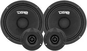 PRO-GM8.4PK Mid and High Complete Package - Includes 2X Midrange Loudspeaker 8" and 2X Aluminum Super Bullet Tweeter 1" Built in Crossover - Door Speakers for Car or Truck Stereo Sound System