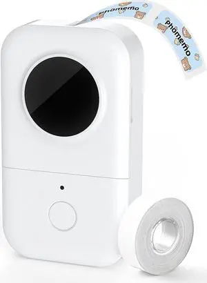 Phomemo D30 Label Maker - Bluetooth Label Maker Machine with Tape, Portable Label Printer, Compatible with iOS & Android, with 12mm x 40mm Label Roll (White, 1 Roll of 160), White