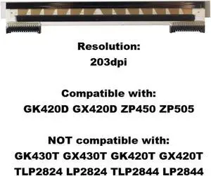 Printhead Print Head for Ze bra GX420D GK420D ZP450 ZP550 ZP505 ZP500 Printer 203dpi PN 105934-037