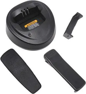 Aimtobest WPLN4137 Single-Unit Charger Base Compatible for Motorola CP200 CP200D CP200XLS CP040 CP140 PR400 EP450 DEP450 DP1400 Radio with Belt Clip 2 Pack (Without Charging Cable)