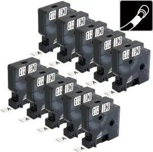 A18053 Heat Shrink Tube Labels Replacement for DYMO Rhino 18053 Fit with DYMO Rhino 4200 5200 5000 6000 Industrial Label Maker (Black on White, 3/8" x 4.9'),10-Pack A18053 Heat Shrink Tube Labels Replacement for DYMO Rhino 18053 Fit with DYMO Rhino 4200 5200 5000 6000 Industrial Label Maker (Black on White, 3/8" x 4.9'),10-Pack