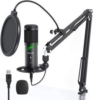 USB Streaming PC Microphone, Zero-Latency Monitoring Professional 192kHz/24Bit Studio Cardioid Condenser Mic Kit with Mute Button, for Podcasting,Gaming,Home Recording,YouTube