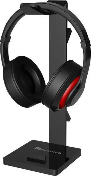 GeekDigg Headphone Stand Gaming Headset Holder for Desk Cable Organizer & Cellphone Stand for All Headphones Size Headphone Holder Set Gaming PC Accessories Gaming Station  Black
