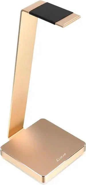 LUXA2 E-One Gold Solid-Metal Aluminum Universal Gaming Headphone Stand/Hanger/Holder for Headsets Display HO-HDP-ALE1GD-00