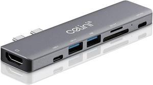 CELINI USB C Hub for MacBook, 7 in 2 USB C Adapter Compatible with USB C Port, 87W Power Delivery, 4K HDMI, USB C and 2 USB A Data Ports, SD and microSD Card Reader