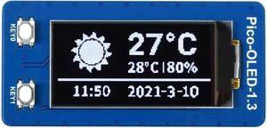 Waveshare 1.3inch OLED Display Module for Raspberry Pi Pico 64×128 Pixels with SPI/I2C Interface Embedded SH1107 Driver Comes with Raspberry Pi Pico C/C++ and MicroPython Demo