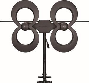 2MAX Indoor Outdoor TV Antenna, UHF VHF, Multi-Directional, 60+ Mile Range, 4K 8K UHD NEXTGEN TV  w/ 20-inch Mast (Black)
