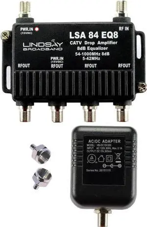 4-Port Cable TV/Antenna/HDTV/Internet Digital Signal Amplifier/Booster/Splitter/Equalizer with Passive Return, F59 Terminators (Lindsay LSA84-EQ8), Welcome to consult