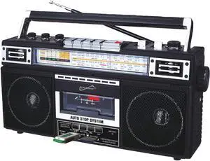 Good Product Outlet SC-3201BT-BK Retro 4-Band Radio and Cassette Player with Bluetooth (Black)