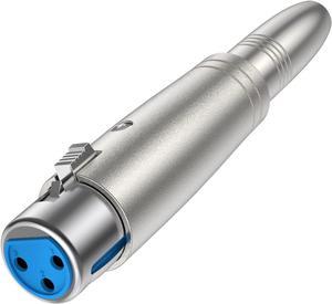 CableCreation XLR 3 Pin Female to 1/4" 6.35mm Female Socket Audio Adapter, Silver