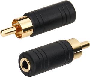 RCA Male to 3.5mm Female Adapter 2 Pack RCA Plug to 1/8 Female Mono Jack Audio Connector Converter Gold Plated UIInosoo for Receiver Subwoofer Speaker Audio Equipment