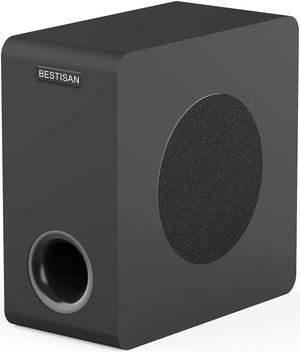 BESTISAN Powered 6.5 Home Audio Subwoofer, Deep Bass Response Subwoofers in Compact Design, Easy Setup with Home Theater Systems, TV, Speakers, RCA, Black