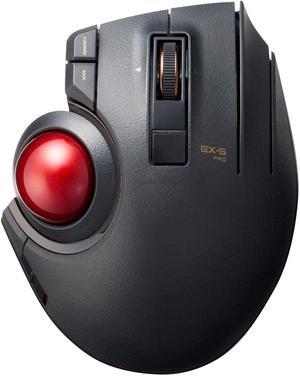 ELECOM EXG Pro Trackball Mouse Wired Wireless Bluetooth 3 Types Connection Thumb Control 8Button Function Ergonomic Design 34 Smooth Red Ball Windows11 macOS MXPT1MRXBK