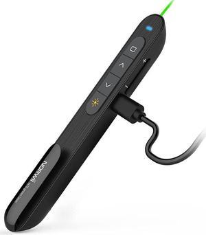 N76 Rechargeable Presentation Clicker with Green Laser Pointer for Presentations Lazer Pointer PowerPoint Clicker Wireless Presenter Remote Slide Clicker for Presentation Long Range - Black