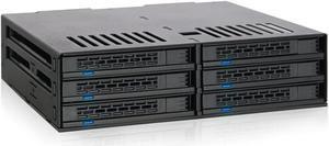 6 Bay 2.5 SATA HDD / SSD Hot Swap Tool-Less Backplane Enclosure with Dual Cooling Fan for 5.25 Bay | ExpressCage MB326SP-B