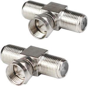 F-Type RG6 Coax Cable Splitter Combiner Adapter Connecter for TV Video Antenna Cable Satellite (2 Pack 3-Way F-Type Male to 2 Female)