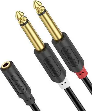 3.5mm to Dual 1/4 TS Stereo Breakout Cable Gold Plated Audiowave Series 3.5mm 1/8 inch TRS Female to 2X 6.35mm 1/4 inch TS Male Mono Cable Splitter PVC Shelled Stereo Audio Cable 3 Feet