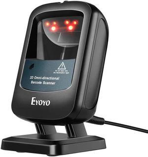 Eyoyo 2D Hands-Free Barcode Scanner, Omnidirectional USB Wired Desktop Barcode Reader 1D 2D PDF417 Data Matrix Bar Code Reader with Automatically Scanning for Retail Store Supermarket Mall Business