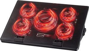Kootek Laptop Cooling Pad 1217 Cooler Pad Chill Mat 5 Quiet Fans LED Lights and 2 USB 20 Ports Adjustable Mounts Laptop Stand Height Angle Red