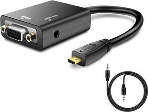 Unkonwn Micro HDMI to VGA (Male to Female) 1080P Micro HDMI to VGA Converter with 3.5 mm Audio Jack Compatible with Laptop Tablets Ultra Books Cameras
