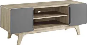 Modway Tread Mid-Century Modern 47 Inch TV Stand in Natural Gray