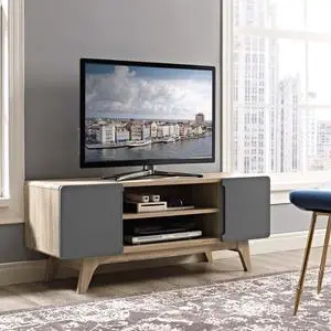 Modway Tread Mid-Century Modern 47 Inch TV Stand in Natural Gray Modway Tread Mid-Century Modern 47 Inch TV Stand in Natural Gray