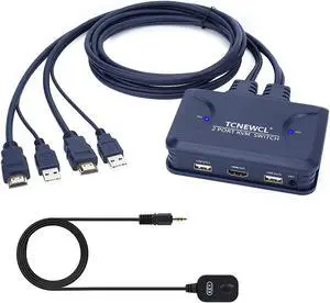 4K KVM Switch HDMI 2 Port, USB HDMI Switcher with Desktop Control for 2 Computers Share Mouse Keyboard to 1 HD Monitor, 2 USB and 2 HDMI Cable Included 4K KVM Switch HDMI 2 Port, USB HDMI Switcher with Desktop Control for 2 Computers Share Mouse Keyboard to 1 HD Monitor, 2 USB and 2 HDMI Cable Included