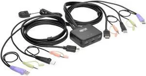 Tripp Lite 2-Port USB HDMI Cable KVM Switch w/Audio/Video, Cables & USB Peripheral Sharing 1920 x 1200, 1080p (B032-HUA2), black Tripp Lite 2-Port USB HDMI Cable KVM Switch w/Audio/Video, Cables & USB Peripheral Sharing 1920 x 1200, 1080p (B032-HUA2), black
