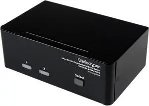 2 Port KVM Switch - DVI and VGA w/ Audio and USB 2.0 Hub  Dual Monitor / Display / Screen KVM Switch - DVI VGA (SV231DDVDUA)