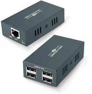 USB Extender 165ft Kit with 4 USB 2.0 Hub, Over Single Ethernet Cat5e/6/7 Up to 165ft(50m), Plug and Play, No Driver Needed, USB RJ45 LAN Extension