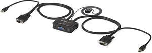 2 Port USB VGA Cable KVM Switch - USB Powered with Remote Switch - KVM with VGA - Dual Port VGA KVM Switch (SV211USB),Black