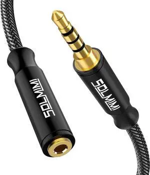 Headphone Extension Cable 4 Pole 3.5mm TRRS Male to Female Lossless Stereo Audio Cable Extension (4 ft/ 1.2 m) Nylon Braid Aux Cord Extension for Headset or Audio Devices Matte Black